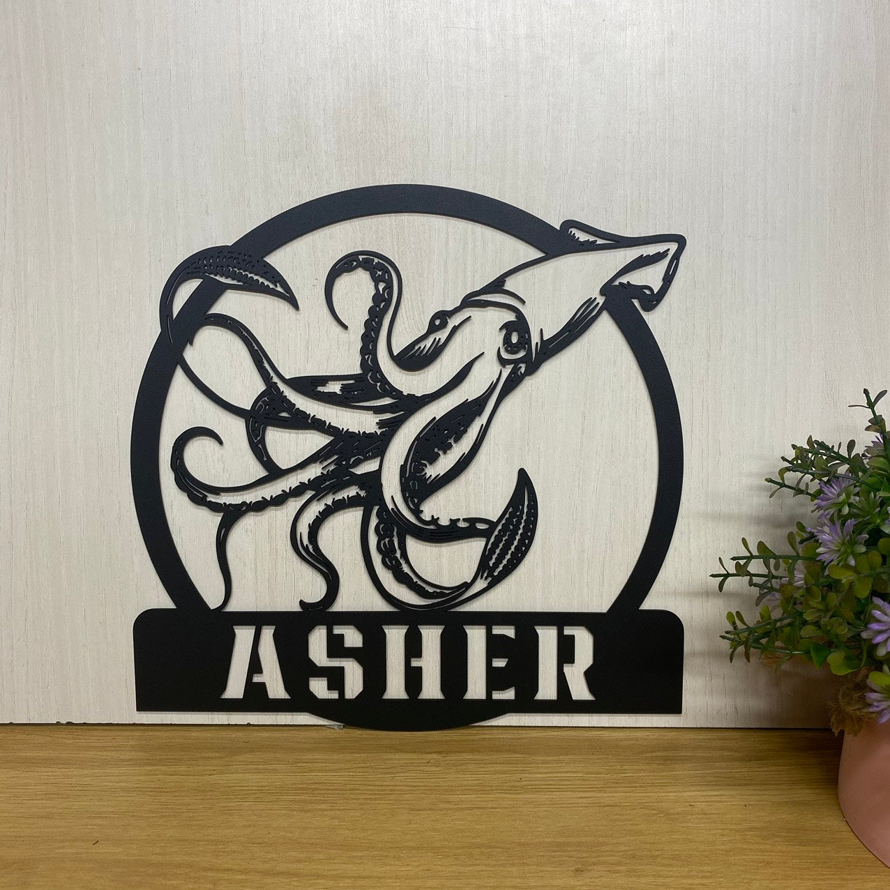 Custom Giant Squid Metal Sign With Name, Giant Squid Metal Wall Art, G ...
