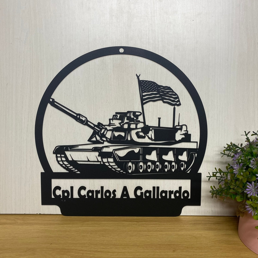 Custom Us Military Tank Metal Sign, Personalized Us Military Tank Metal Name Sign, Military Tank Metal Wall Hanging, Veteran Tank Driver Name Sign