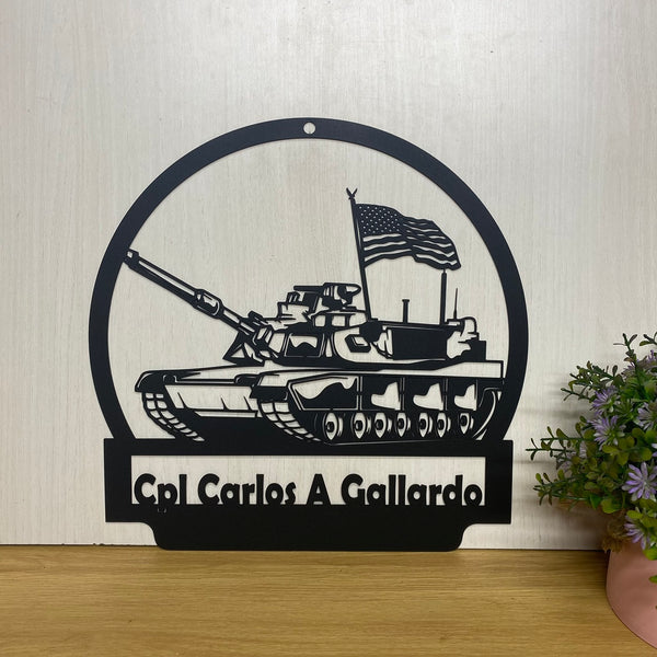 Custom Us Military Tank Metal Sign, Personalized Us Military Tank Metal Name Sign, Military Tank Metal Wall Hanging, Veteran Tank Driver Name Sign