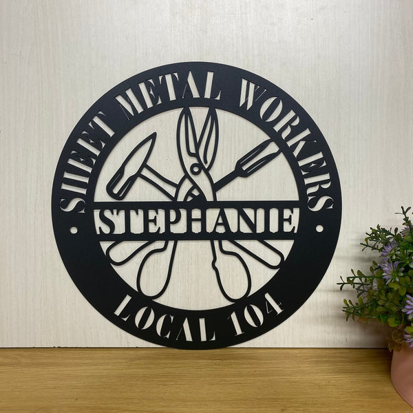 Personalized Sheet Metal Workers Metal Wall Art, Sheet Metal Workers Retirement Gift, Custom Sheet Metal Worker Name Sign Wall Hanging Man Cave Decor