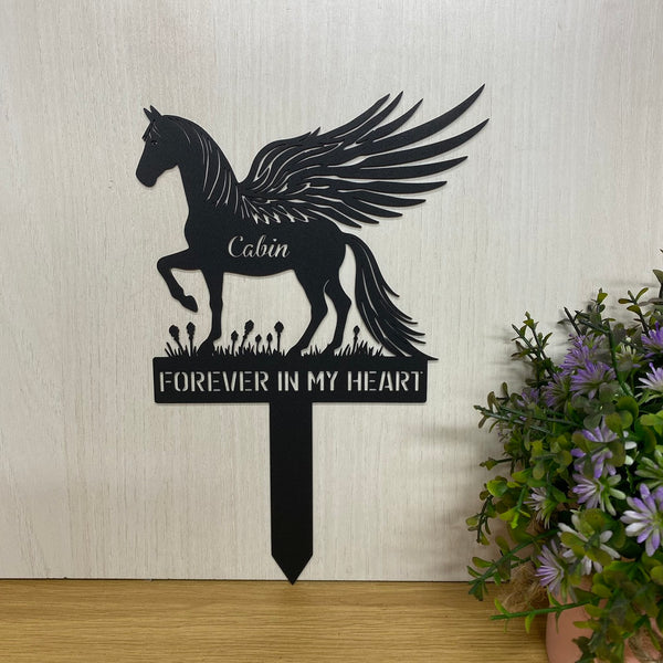 Custom Horse With Wings Memorial Metal Yard Sign, Horse Metal Garden Stake, Horse Loss Metal Grave Marker, Pet Sympathy Sign, Remembrance Sign