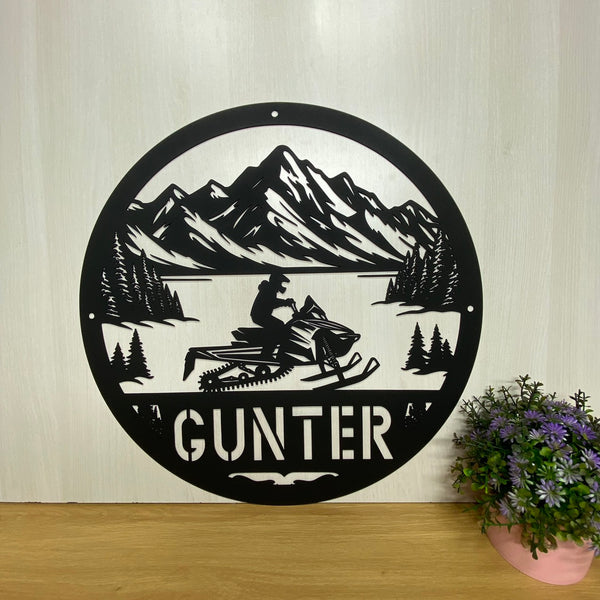 Custom Mountain Snowmobile Sport Metal Wall Art, Personalized Riding Snowmobile Metal Sign, Ski-doo Winter Game Man Cave Metal Wall Sign Decor