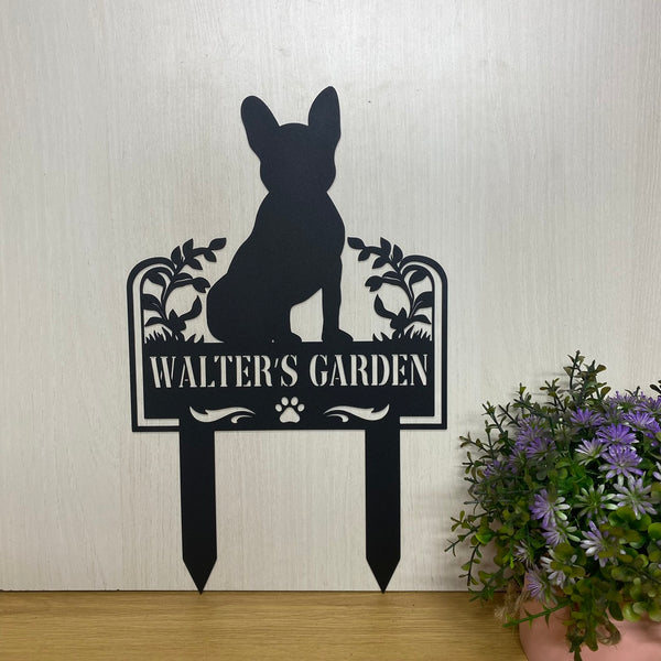 Personalized French Bulldog Metal Garden Stake, Custom Dog Memorial Grave Marker, Dog Metal Garden Sign, Pet Loss Sympathy Sign, Remembrance Stake