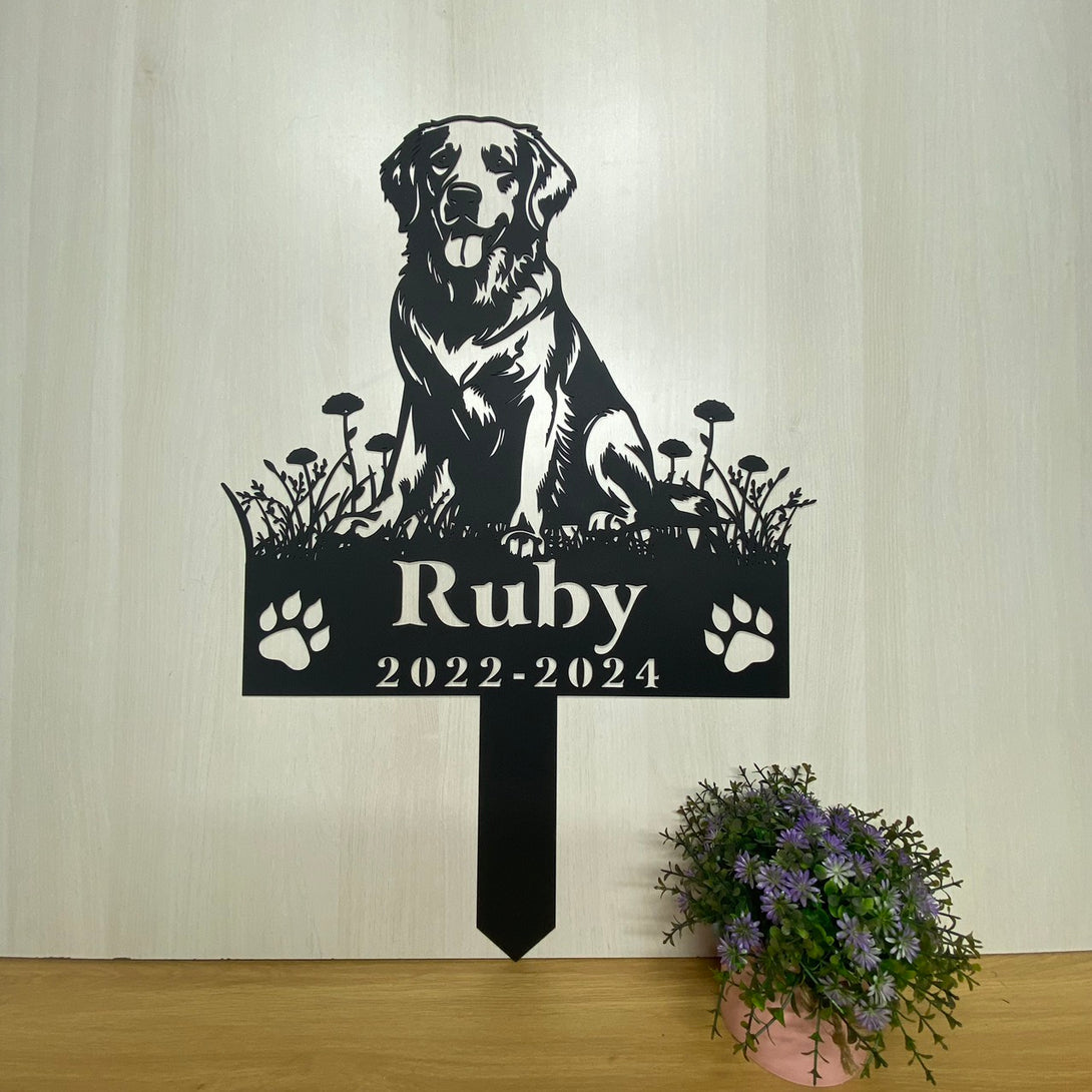 Personalized Golden Retriever Dog Memorial Garden Stake, Pet Loss Remembrance Stake, In Loving Memory Dog Metal Grave Marker, Dog Metal Yard Sign