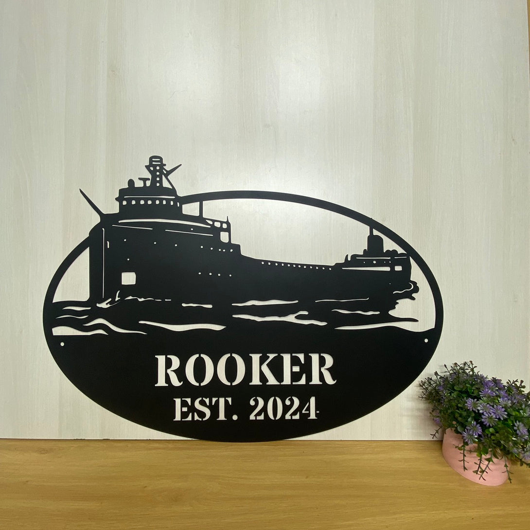 Personalized Freighter Ship Metal Wall Art,custom Ship Metal Name Sign, Freighter Metal Wall Decor, Ship Nautical Beach House Metal Wall Hanging Decor
