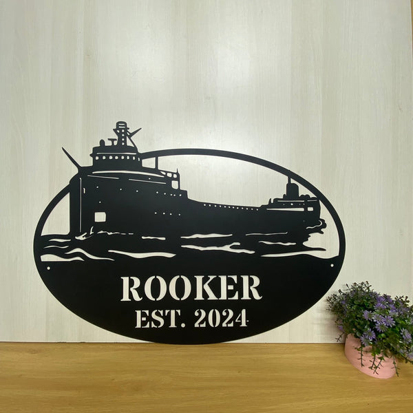 Personalized Freighter Ship Metal Wall Art,custom Ship Metal Name Sign, Freighter Metal Wall Decor, Ship Nautical Beach House Metal Wall Hanging Decor