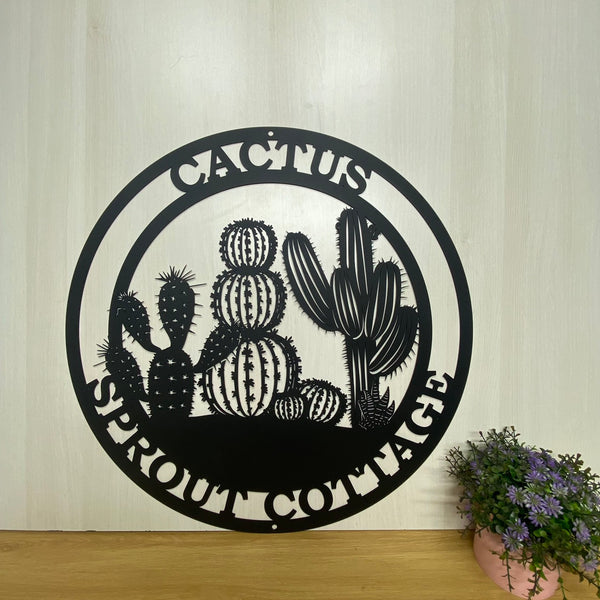 Custom Cactus Metal Wall Art Decor, Personalized Cactus Metal Name Sign, Cactus Metal Wall Hanging Home Kitchen Decor, Cactus Large Metal Wall Art