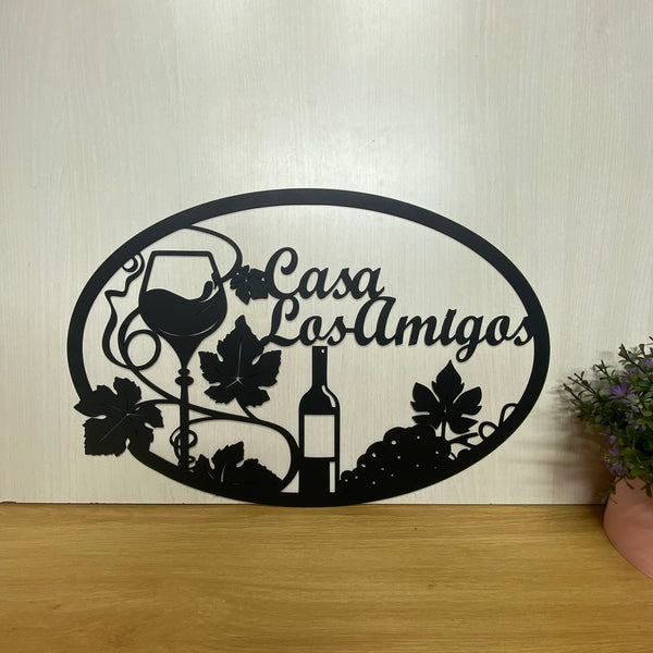 Custom Grapes Wine Bar Metal Wall Art, Metal Grapes Wine Sign, Family Bar Restaurant Farmhouse Metal Art Decor, Patio Pool Bar Drink Metal Wall Sign