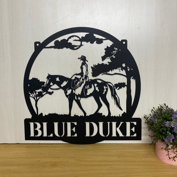 Personalized Cowboy Metal Wall Hanging Art, Western Cowboy Metal Sign With Name, Custom Family Name Metal Wall Sign, Metal Western Cowboy Sign