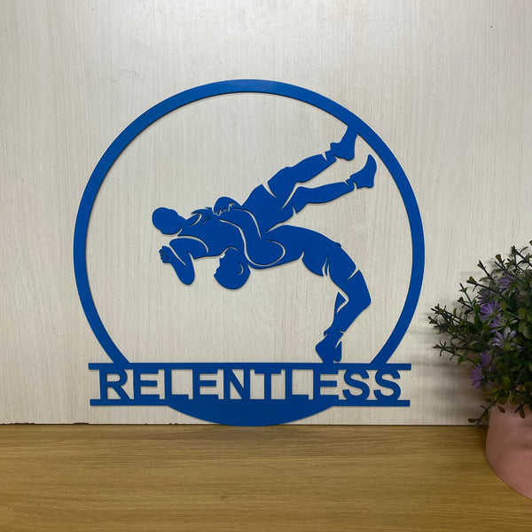 Custom Wrestling Sport Metal Wall Art, Personalized Wrestlers Metal Name Sign, Wrestling Metal Sign Decor, Wrestling Man Cave Metal Wall Hanging