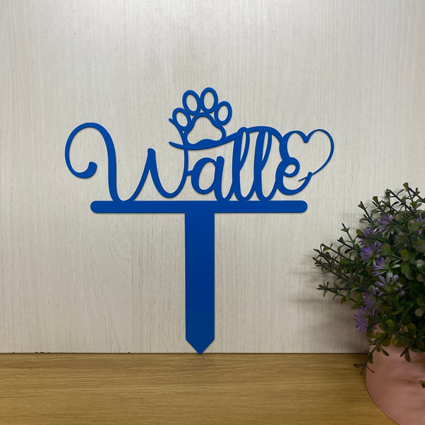 Custom Dog Memorial Metal Yard Stake With Paw, Personalized Pet Name Metal Stake, Metal Dog Loss Grave Marker, Dog Paw Metal Stake With Custom Name