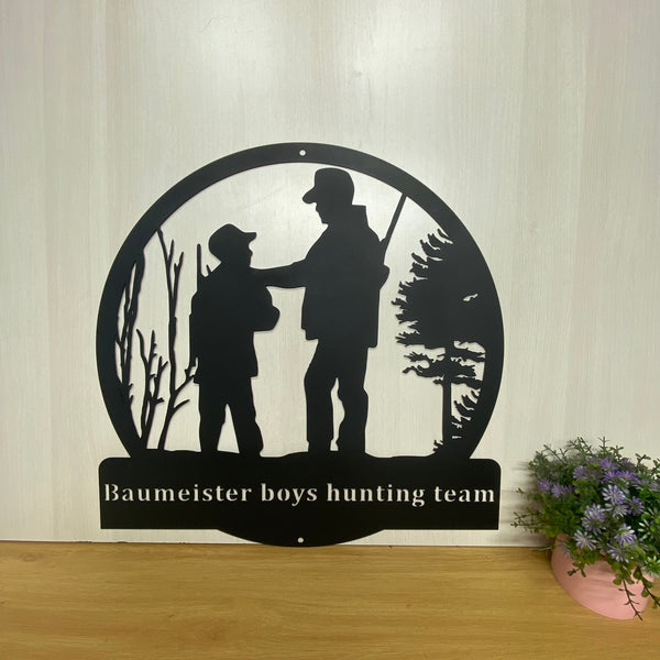 Custom Hunting Father And Son Metal Sign, Hunter Father And Son Metal Sign, Hunter Dad & Son Metal Wall Hanging, Father And Son Hunting Man Cave Sign