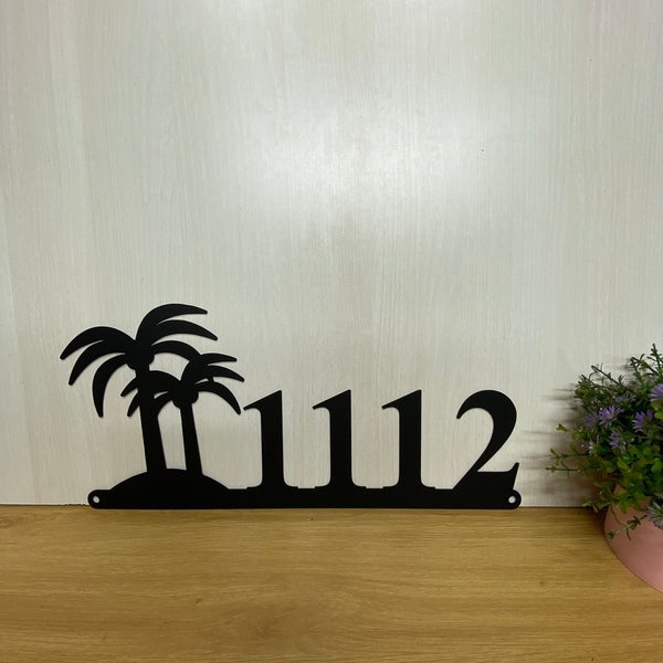 Personalized Tropical Palm Tree House Number, Outdoor Address Metal Sign, Custom Tropical Address Sign, Beach House Metal Wall Sign Decor