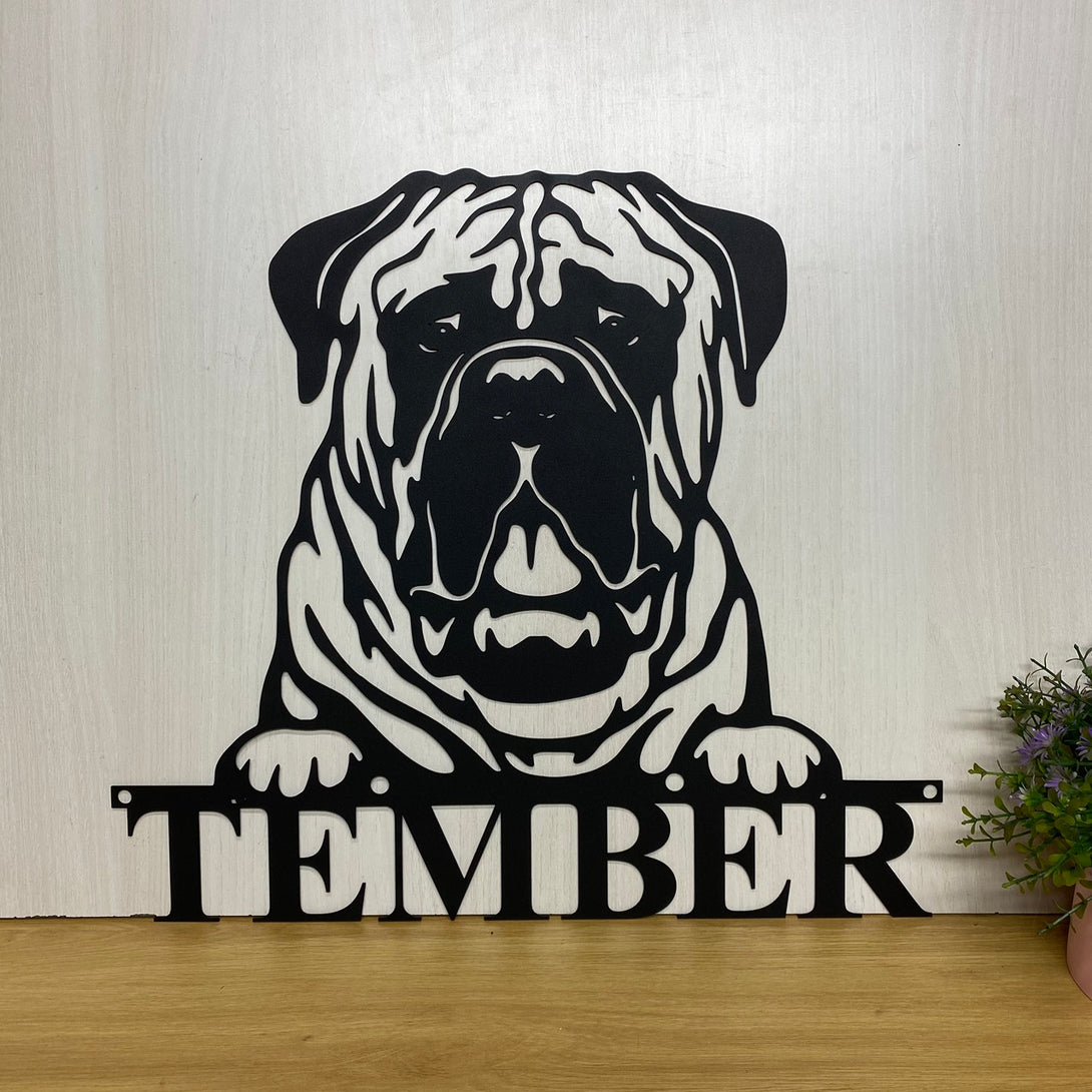 Custom Bullmastiff Dog Metal Name Sign, Personalized Mastiff Dog Metal Wall Art, Custom Dog Sign Metal Home Decor, Gift For Dog Lovers, Dog Mom Gift