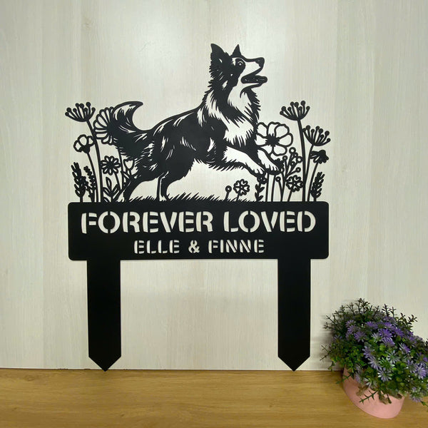 Personalized Border Collie Dog Metal Garden Stake, Custom Dog Memorial Metal Grave Marker, Pet Loss Remembrance Stake, Dog Lovers Metal Yard Sign