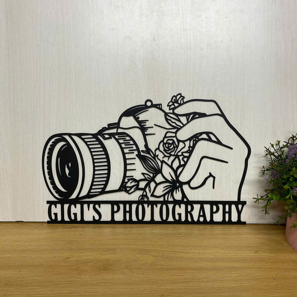 Custom Camera Metal Wall Art, Personalized Photographer Metal Name Sign, Camera Photo Studio Metal Decor, Photography Metal Wall Art