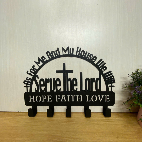 Christian Key Holder Metal Wall Hanging Sign, Metal Key Hook Wall Mount, Christian Religious Key Rack Hanger Metal Sign, Religious Entryway Decor