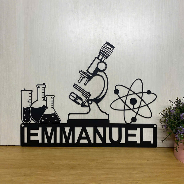 Personalized Chemistry Teacher Metal Sign, Custom Science Teacher Sign, Custom Chemist Name Sign, Science Chemistry Laboratory Metal Wall Art