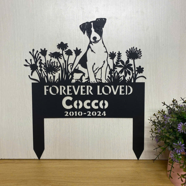 Custom Jack Russell Memorial Metal Stake, Personalized Dog Name Metal Garden Stake, Pet Metal Grave Marker, Dog Sympathy Sign Metal Yard Decor