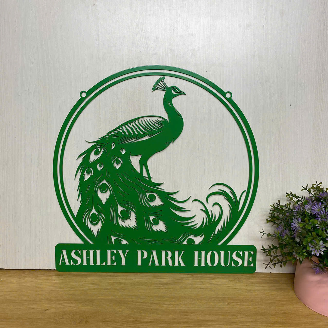Personalized Peacock Metal Name Sign, Custom Peacock Metal Wall Art, Peacock Metal Wall Sign Decor, Peacock Metal Front Door Decor