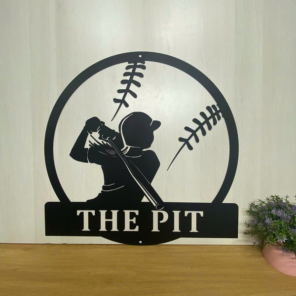 Custom Girl Baseball Metal Wall Hanging Art, Personalized Softball Player Metal Name Sign, Baseball Sport Lovers Kid Nursery Metal Wall Sign Decor