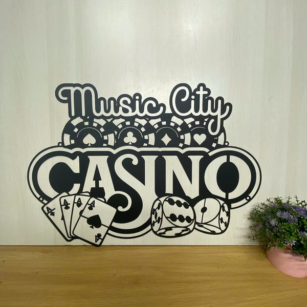 Custom Casino Metal Wall Art, Casino Playing Cards Chip Gambling Dice Poker Metal Sign, Game Zone Metal Wall Decor, Custom Gamer Name Metal Sign