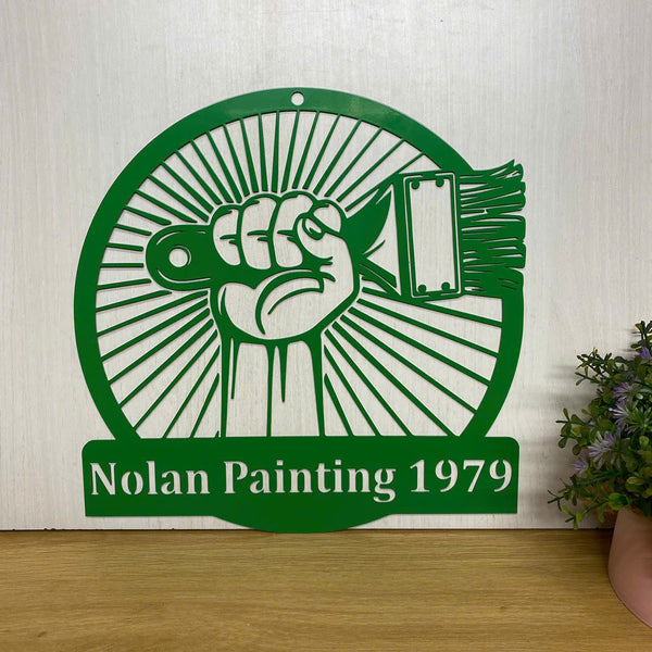 Custom Paint Brush Painter Metal Sign, Personalized Name Painter Metal Wall Art, Paint Brush Painter Metal Wall Decor, Brush Painter Wall Hanging