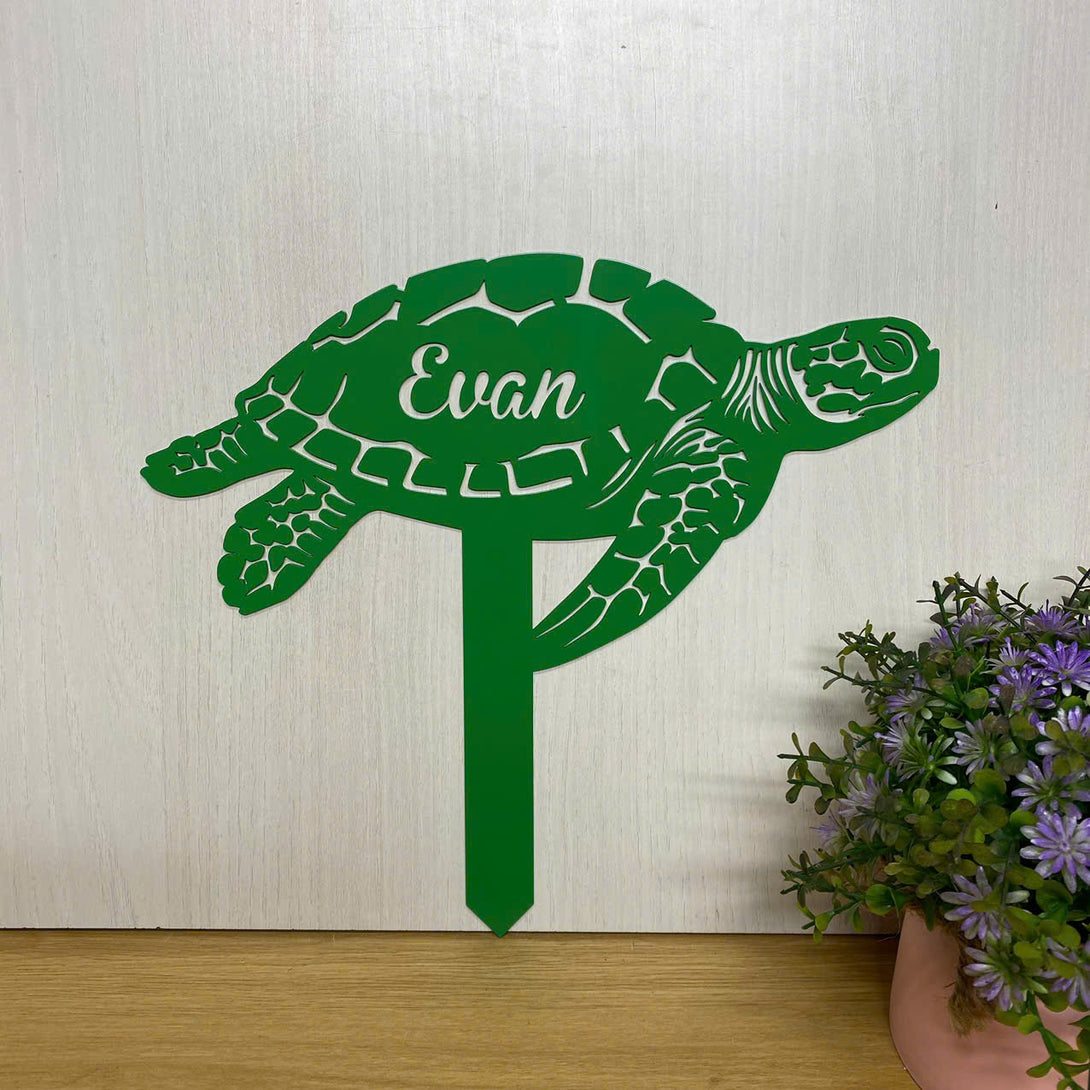 Custom Sea Turtle Memorial Metal Stake, Turtle Metal Garden Decor, Turtle Loss Metal Grave Marker, Pet Sympathy Metal Sign, Turtle Remembrance Stake