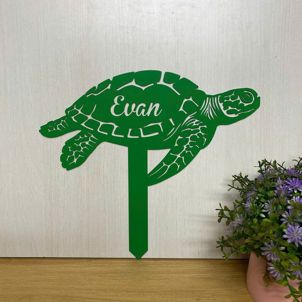 Custom Sea Turtle Memorial Metal Stake, Turtle Metal Garden Decor, Turtle Loss Metal Grave Marker, Pet Sympathy Metal Sign, Turtle Remembrance Stake