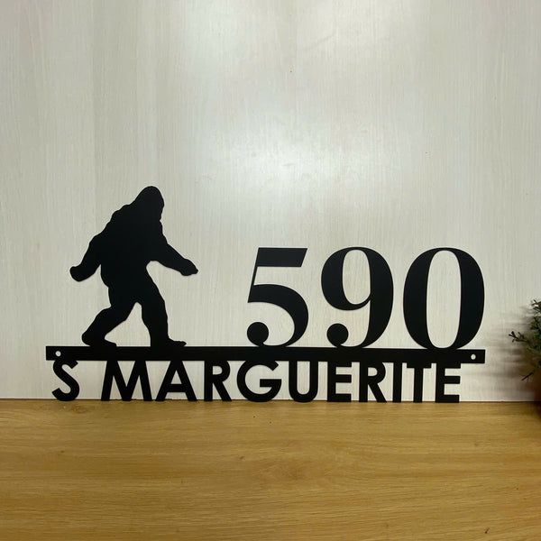 Personalized Bigfoot Address Metal Entrance Sign, Custom Bigfoot Sasquatch Metal Address Sign, Cabin House Number Metal Wall Sign, Address Metal Sign