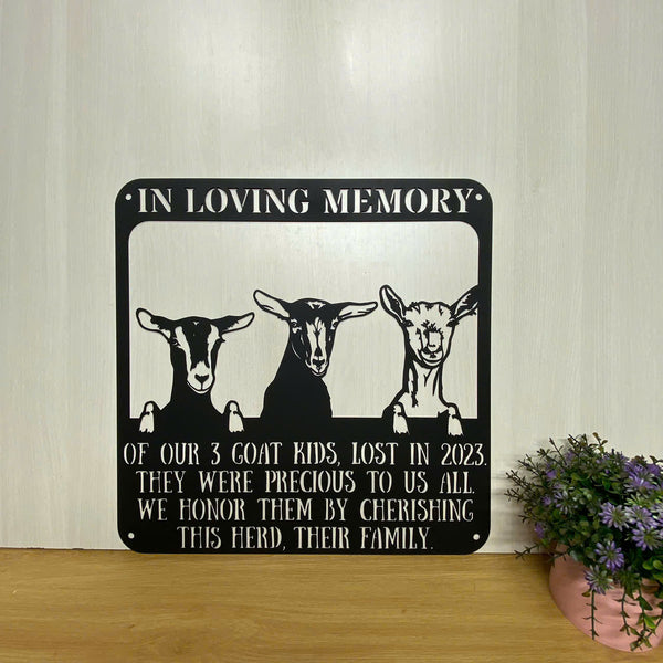 Custom Farmhouse Goats Memorial Metal Sign, Goat Farm Metal Wall Hanging Art, Personalized Farm Animals Metal Sign, Goats Farm Metal Entrance Sign