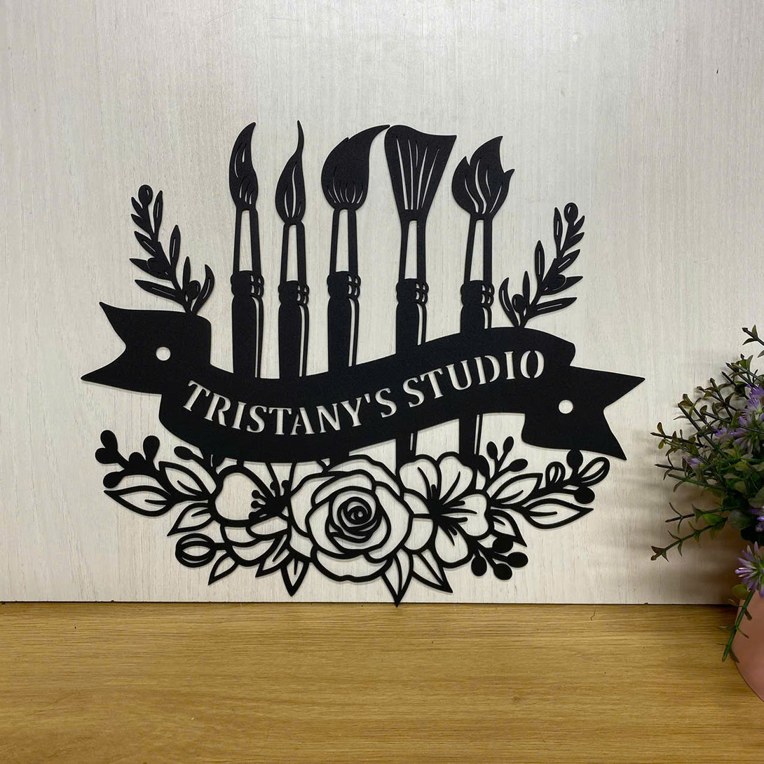 Custom Art Studio Metal Wall Art, Personalized Artist Name Metal Sign, Painter Name Sign, Art Supplies Painter Tools Metal Sign,art Studio Metal Decor