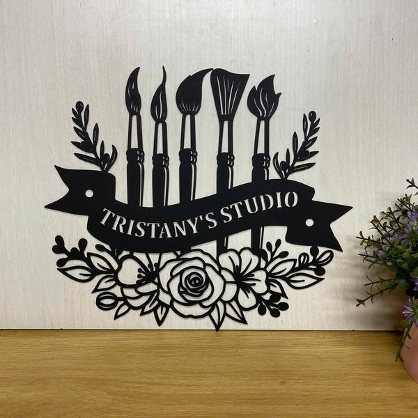 Custom Art Studio Metal Wall Art, Personalized Artist Name Metal Sign, Painter Name Sign, Art Supplies Painter Tools Metal Sign,art Studio Metal Decor