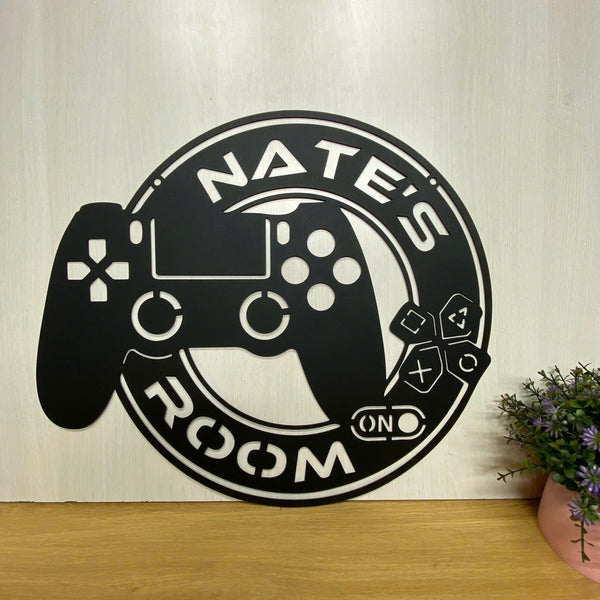 Personalized Game Controller Metal Wall Art, Custom Gamer Metal Name Sign, Gaming Room Metal Wall Hanging, Game Zone Kids Room Metal Wall Art Decor