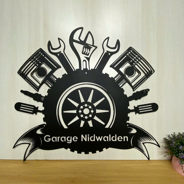 Custom Mechanic Tools Metal Wall Art, Personalized Wrench Tools Garage Metal Wall Sign, Workshop Man Cave Sign, Handyman Metal Name Sign Garage Decor