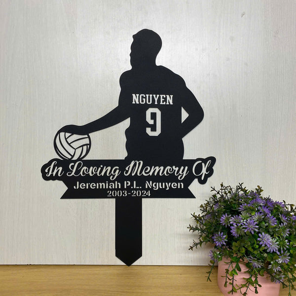 Custom Volleyball Memorial Metal Stake, Personalized Volleyball Player Metal Grave Marker, Volleyball Remembrance Stake, Loss Of Loved One Metal Stake