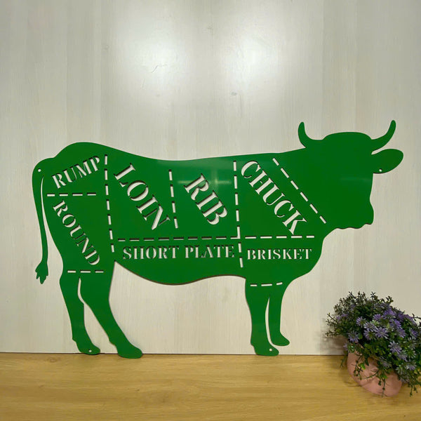 Cow Beef Butcher Diagram Metal Sign, Beef Chart Butcher Diagram Kitchen Metal Wall Art, Cow Beef Butcher Shop Sign, Metal Cow Meat Chart Sign