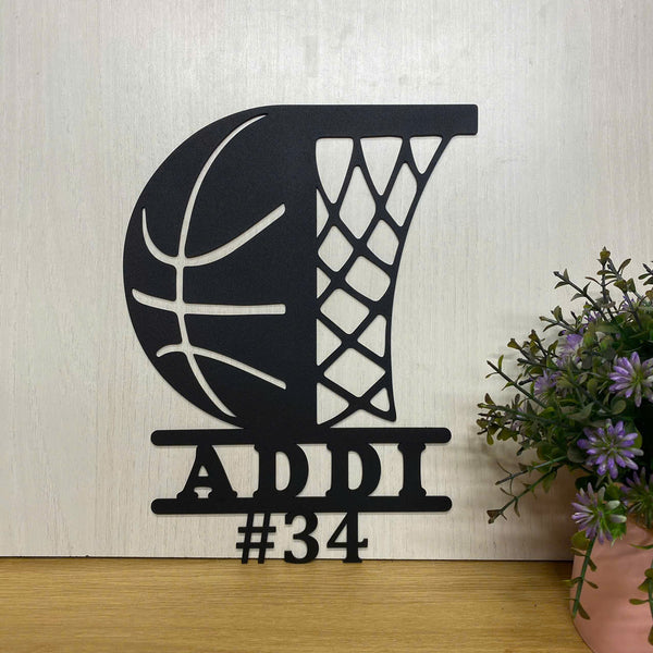 Personalized Basketball Monogram Metal Wall Art, Custom Metal Basketball Player Name Number Sign, Basketball Sport Kids Room Metal Wall Hanging 'decor