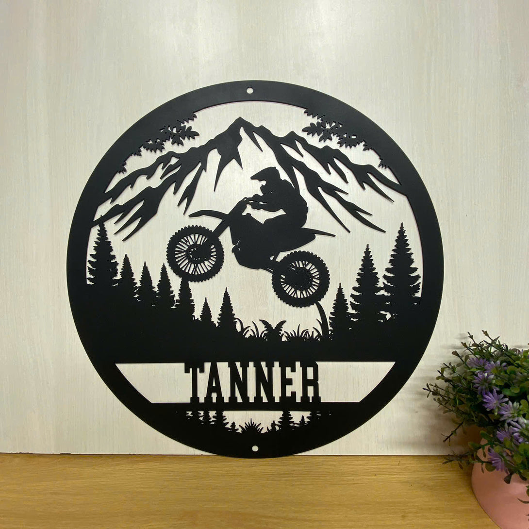 Custom Motocross Dirt Bike Outdoor Metal Wall Art, Motocross Cabin Metal Wall Sign,custom Biker Metal Name Sign, Motorcycle Garage Man Cave Metal Sign