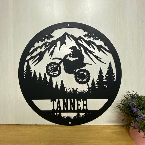 Custom Motocross Dirt Bike Outdoor Metal Wall Art, Motocross Cabin Metal Wall Sign,custom Biker Metal Name Sign, Motorcycle Garage Man Cave Metal Sign