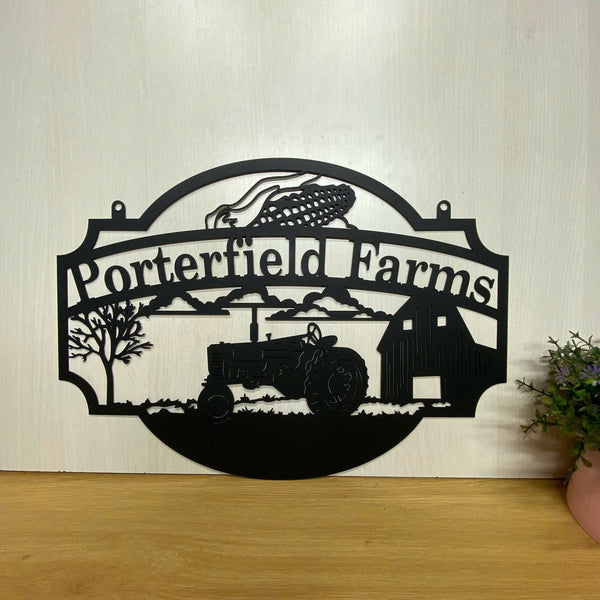 Custom Farmhouse Metal Wall Sign, Personalized Rustic Farm Scene Metal Hanging Sign, Farmville Metal Wall Art, Farmhouse Address Metal Entrance Sign,