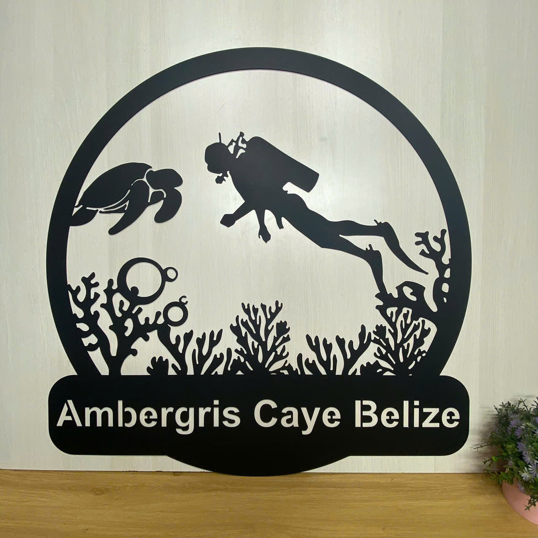 Personalized Scuba Diving Monogram Metal Wall Art, Custom Scuba Diver Metal Name Sign, Scuba Diving Sport Metal Sign, Water Sport Metal Wall Hanging