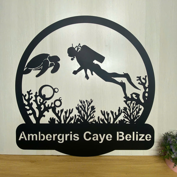 Personalized Scuba Diving Monogram Metal Wall Art, Custom Scuba Diver Metal Name Sign, Scuba Diving Sport Metal Sign, Water Sport Metal Wall Hanging