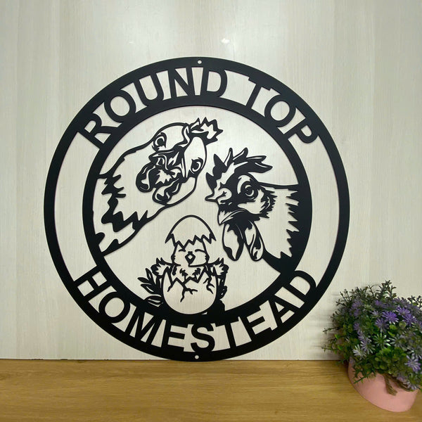 Personalized Chicken Coop Monogram Metal Farm Sign, Custom Hen House Homestead Metal Name Sign, Poultry Barn Metal Farm Sign, Chicken Farm Metal Decor