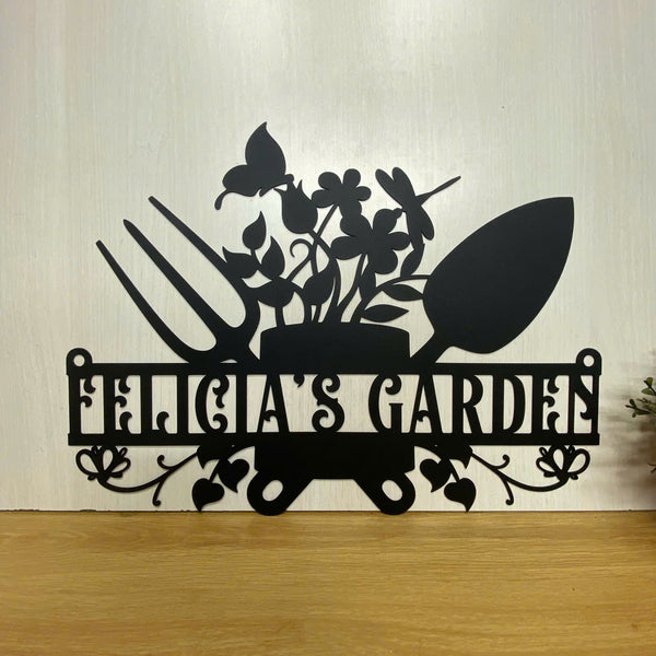 Personalized Garden Tools Metal Sign With Name, Custom Your Garden Metal Wall Art, Outdoor Garden Metal Yard Sign Decor, Mom's Place Metal Wall Sign