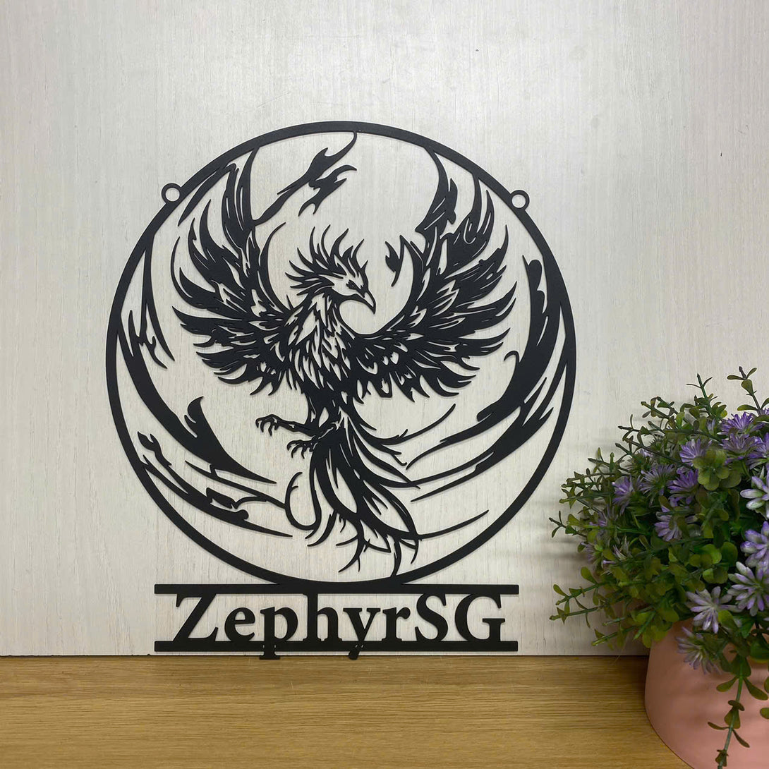 Custom Mythological Phoenix Metal Sign, Personalized Phoenix Metal Wall Art, Phoenix Metal Wall Decor, Phoenix Metal Sign, Mythical Creature Metal Art