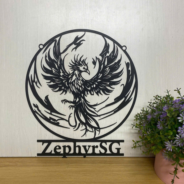 Custom Mythological Phoenix Metal Sign, Personalized Phoenix Metal Wall Art, Phoenix Metal Wall Decor, Phoenix Metal Sign, Mythical Creature Metal Art