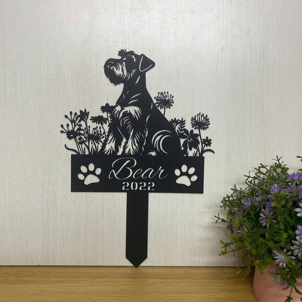 Personalized Airedale Terrier Dog Memorial Garden Stake, Pet Loss Remembrance Stake, Loving Memory Dog Metal Grave Marker, Flowers Dog Metal Yard Sign
