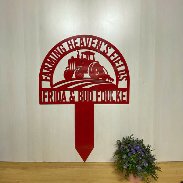 Custom Farm Tractor Memorial Metal Garden Stake, Personalized Farmer Loss Metal Garve Maker, Farmer Memorial Metal Plaque, Farmer Loss Metal Yard Sign