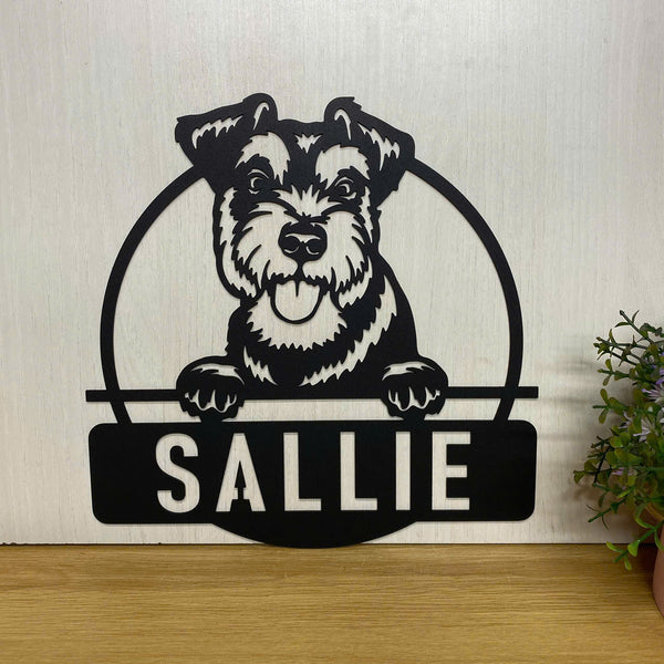 Personalized Miniature Schnauzer Dog Metal Wall Art, Customized Dog Monogram Metal Sign, Pet House Metal Wall Hanging, Husky Dog With Name Metal Sign